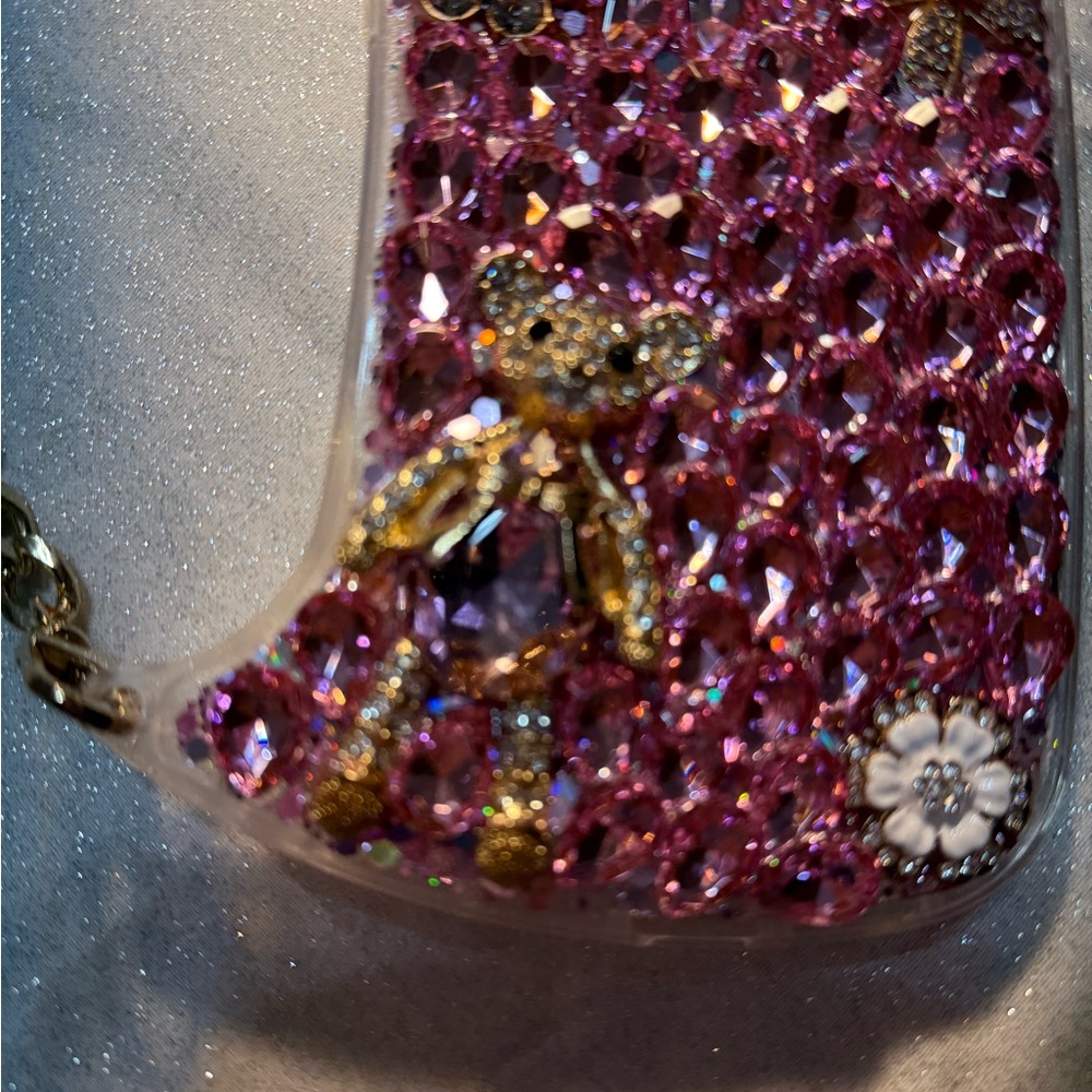 Pink Rhinestone Phone Case with Gold Accents - Picture 3 of 3